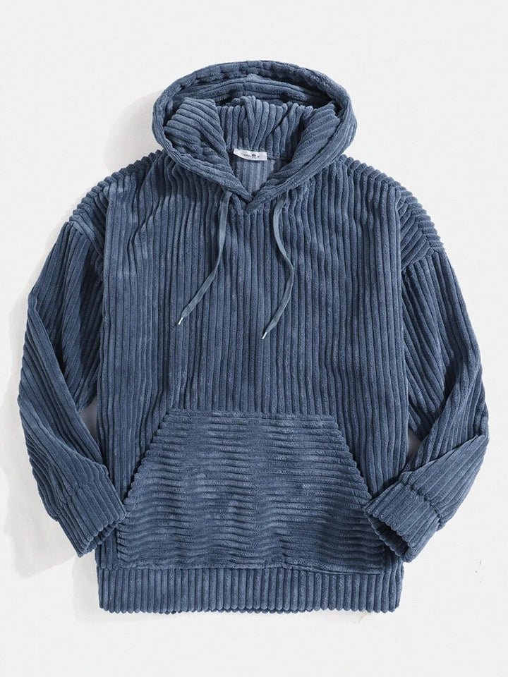 Unisex nan gerippter Samt-Hoodie mit Kapuze und Kängurutasche Echo Archiv