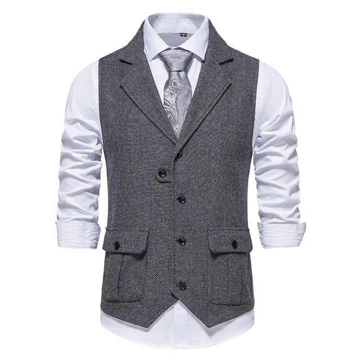 Herren elegante Weste mit strukturiertem Hahnentritt-Muster Echoarchiv
