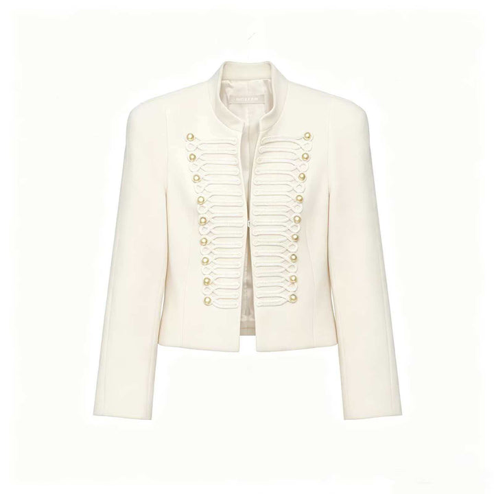 Damen Cropped Blazer im Husarenstil mit Stehkragen, Zierkordeln und Messingknöpfen Echo Archiv
