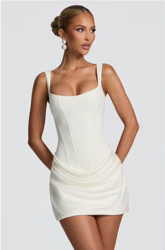 Damen Minikleid mit lässigem Drapée-Design und schulterfreiem Schnitt Echo Archiv