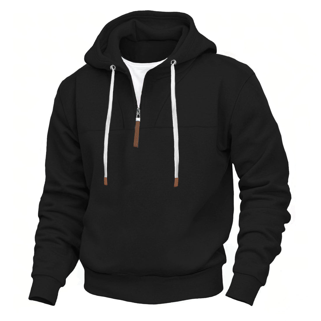 Herren sportlicher Kapuzenpullover mit halbem Reißverschluss und robusten Kontrastdetails – Cavarno