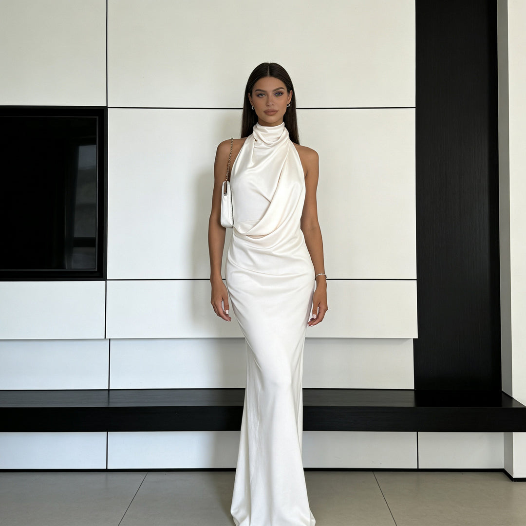 Damen Elegantes Abendkleid mit asymmetrischem Kragen Echo Archiv