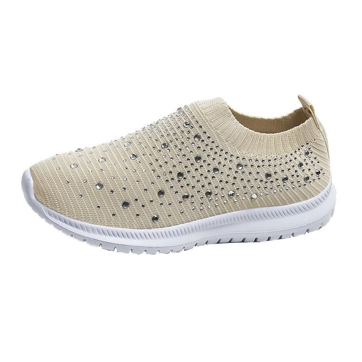 Damen Strick-Slip-On-Sneaker mit elastischem Schaft und Ziersteinen Echo Archiv