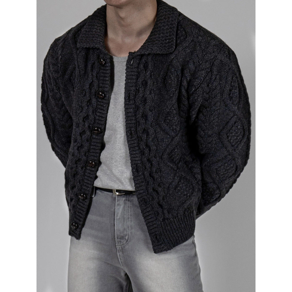 Herren Grobstrick Jacke mit Stehkragen Echoarchiv