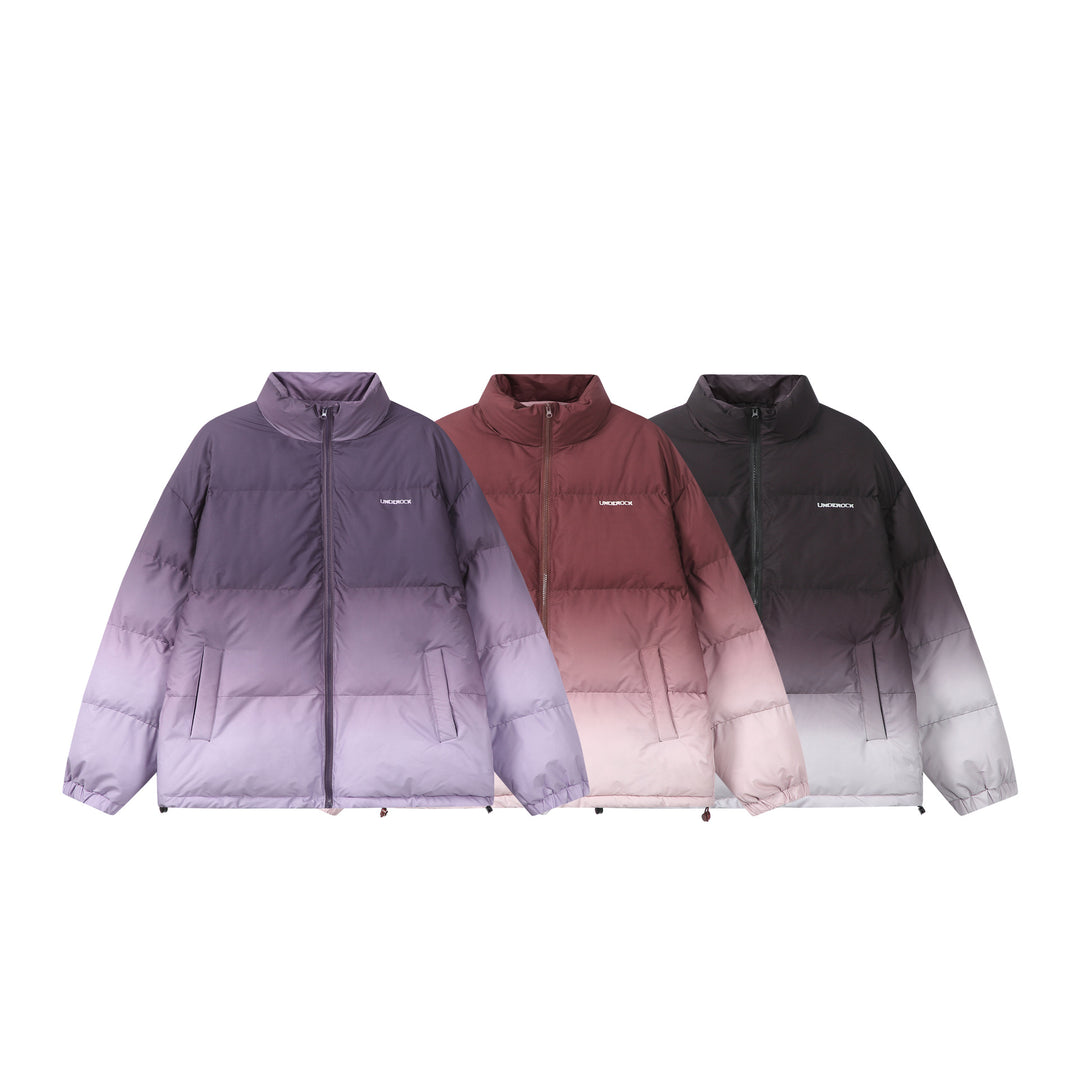 Damen Kurz geschnittene wattierte Steppjacke mit hohem Funnelkragen und Ombré-Detail Echoarchiv