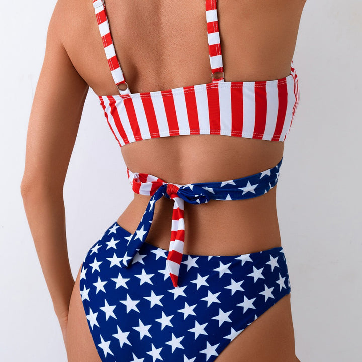 Damen Zweiteiliges Bikini-Set mit asymmetrischem Design und trendigem Sternenmuster Echo Archiv
