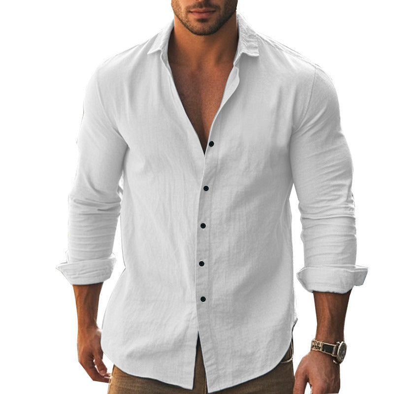 Herren Elegantes Langarmhemd mit modernem Kragen und hochwertiger Baumwollstruktur Echoarchiv