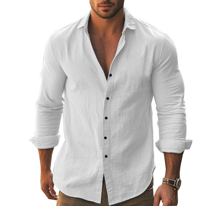 Herren Elegantes Langarmhemd mit modernem Kragen und hochwertiger Baumwollstruktur Echoarchiv