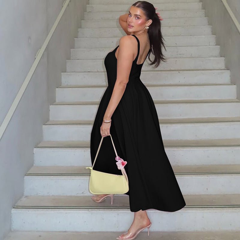 Damen Elegantes Maxikleid mit A-Linie und breiten Trägern Echo Archiv