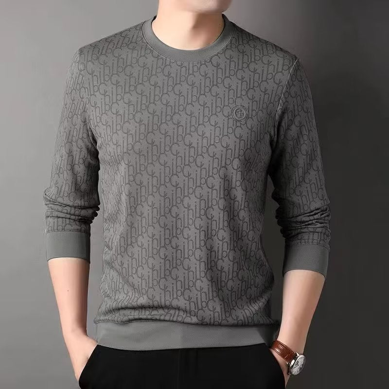 Herren Luxuriöser Rundhals-Pullover mit Marken-Design Echoarchiv