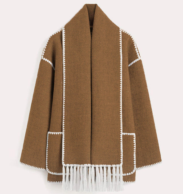 Damen Elegante und komfortable Wolle-Mantel Echo Archiv
