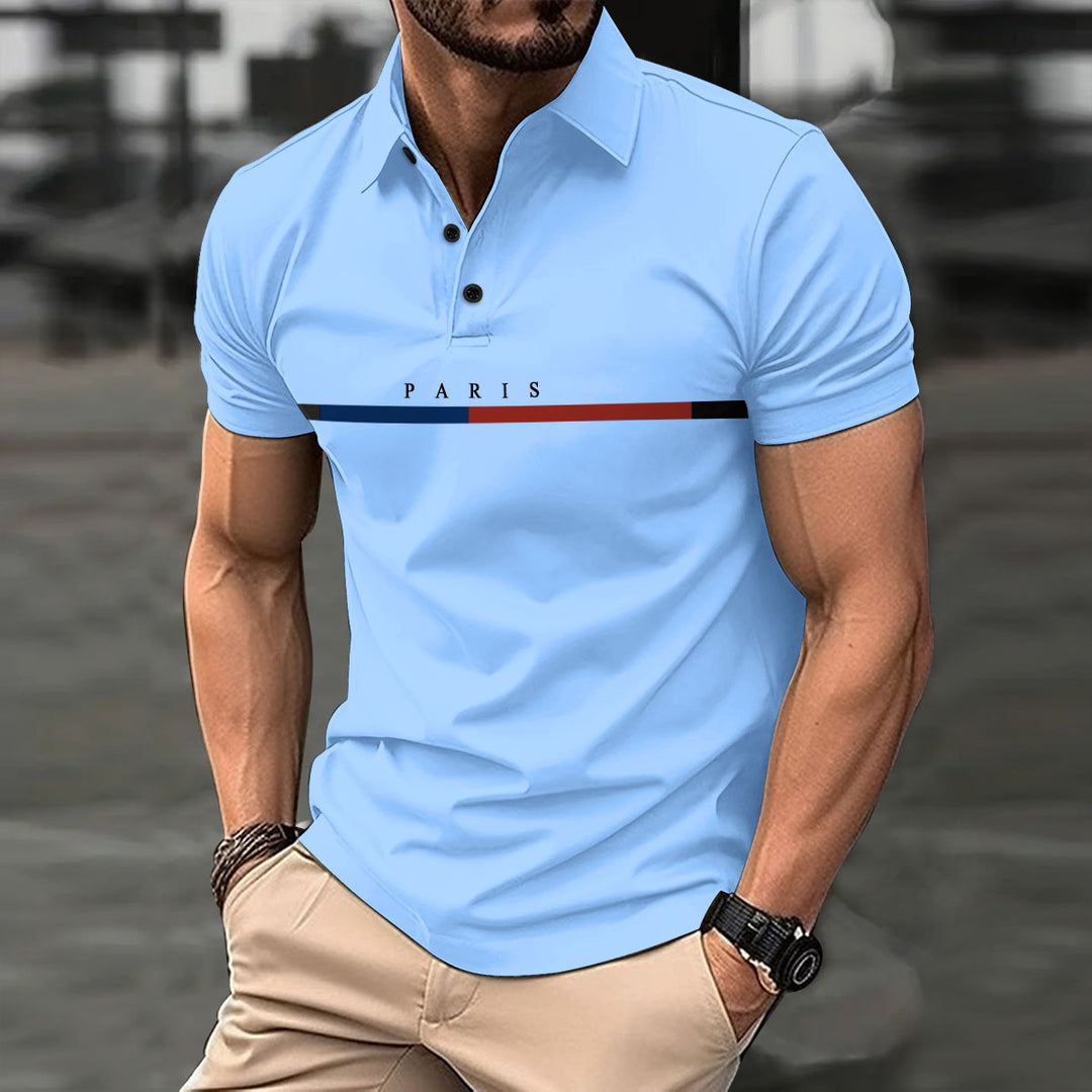 Herren Polohemd mit modernem Grafikelement Echoarchiv