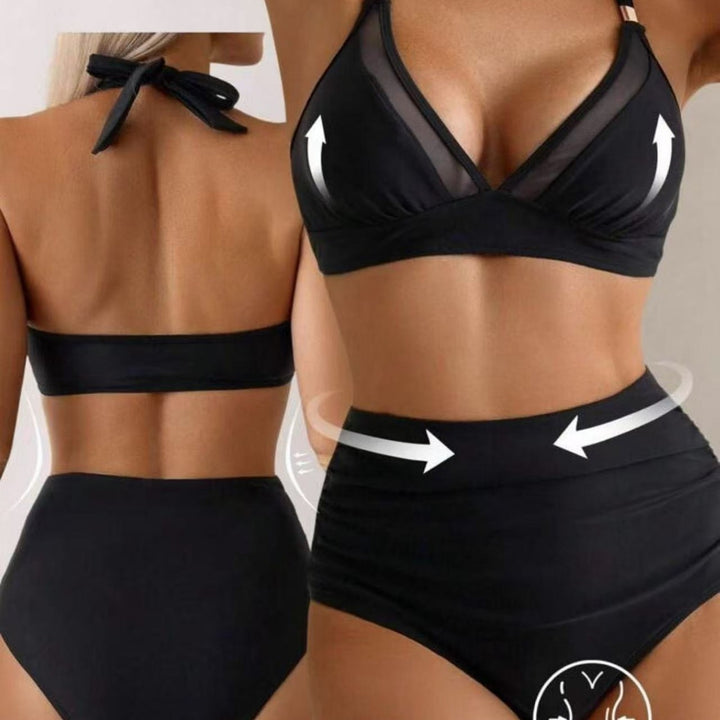 Damen Bikini-Set mit transparenten Einsätzen und hohem Taillenbund Echo Archiv