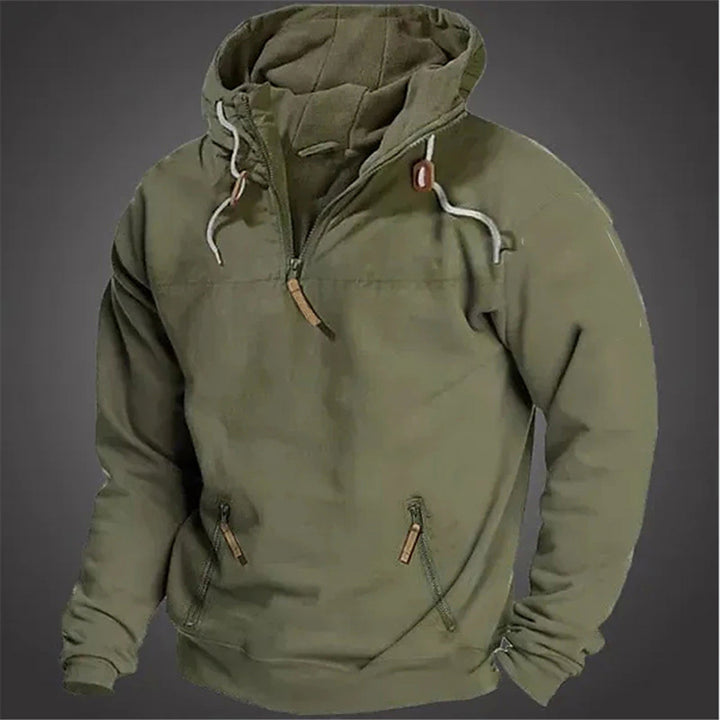 Herren lässiger Pullover mit halbem Reißverschluss und praktischen Kängurutaschen Echoarchiv