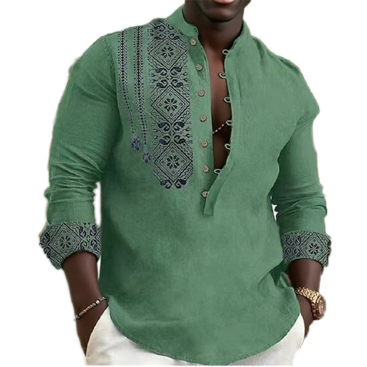 Herren Longsleeve mit dekorativem Stickmuster Echoarchiv