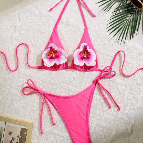 Damen Floral verziertes Triangel-Bikini Echo Archiv