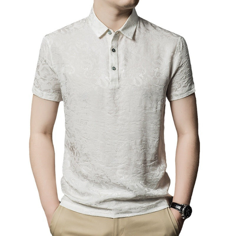 Herren edles Poloshirt mit filigranem Muster Echoarchiv