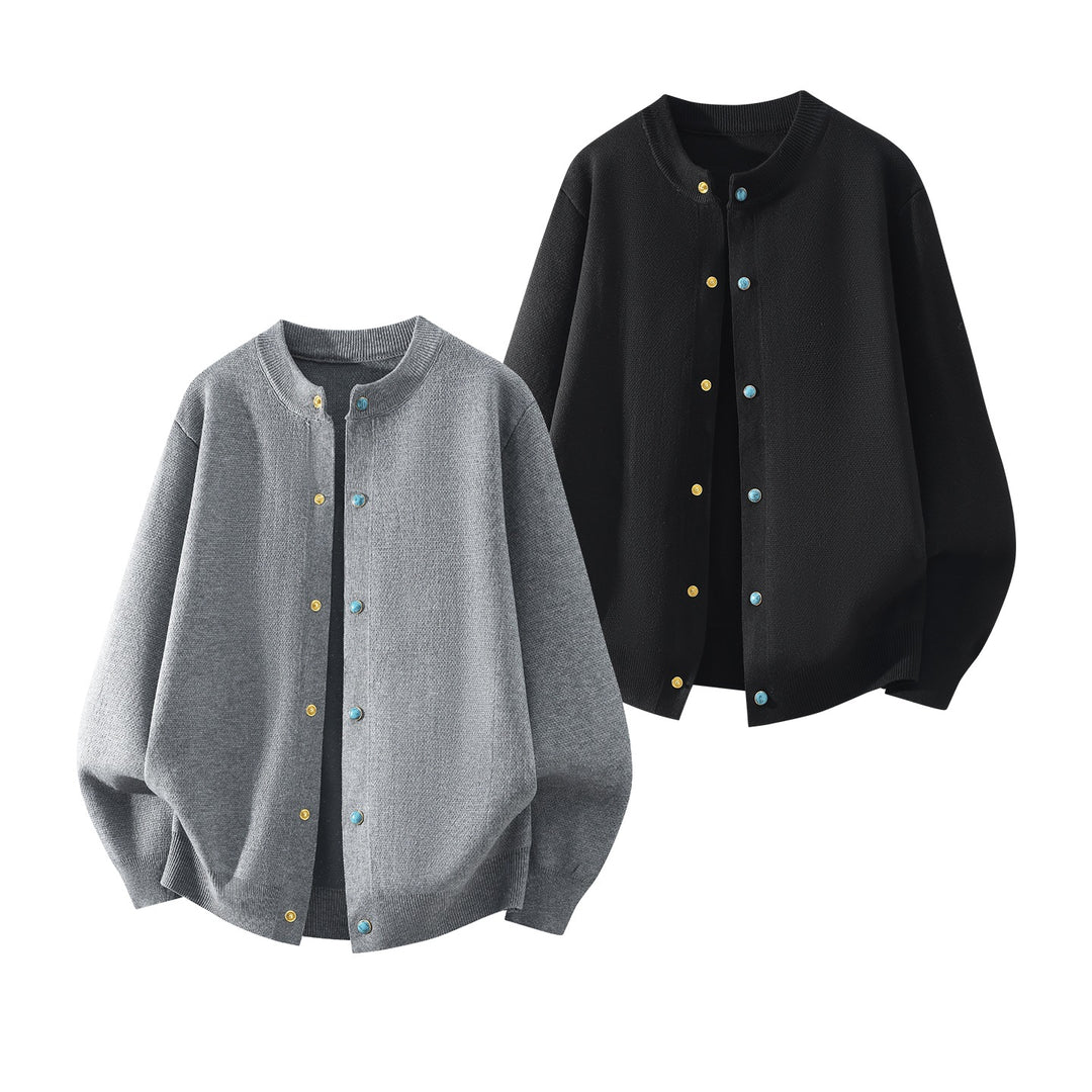 Unisex Oversize Strick‑Bomberjacke mit Druckknopfleiste, geripptem Bund & weicher Waffelstruktur Echoarchiv