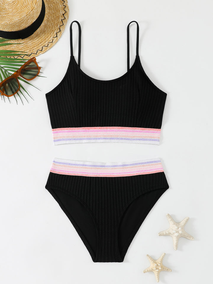 Damen Sportliches Bikini-Set mit modischem Rippdesign und elastischem Bund Echo Archiv