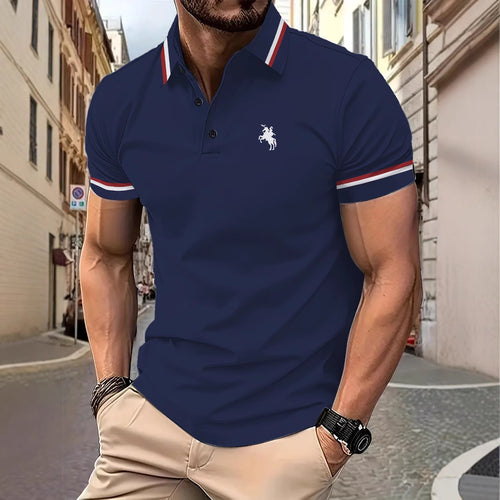 Herren Sportliches Poloshirt mit modernem Kragen und Kontraststreifen Echoarchiv