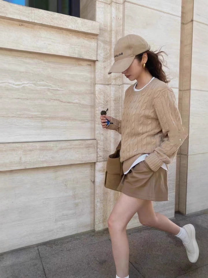Damen Kastiger Kabelstrick‑Pullover mit Rundhals, extraweichem Wollmix und gerippten Bündchen Echoarchiv