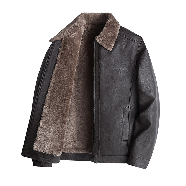 Herren Lässige Kunstlederjacke mit Fleecefutter Echo Archiv