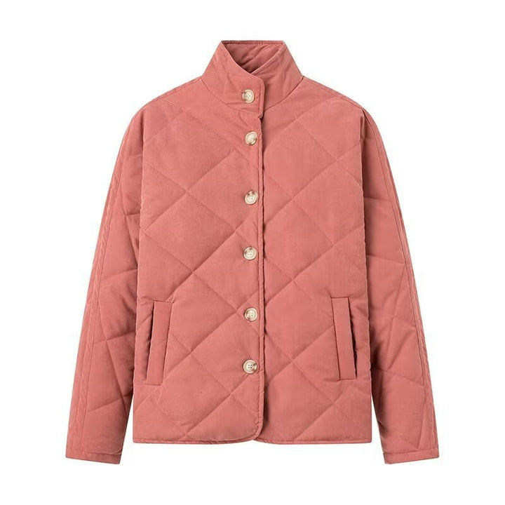 Damen Leichte gesteppte Kurzjacke mit Stehkragen und Knopfleiste Echo Archiv