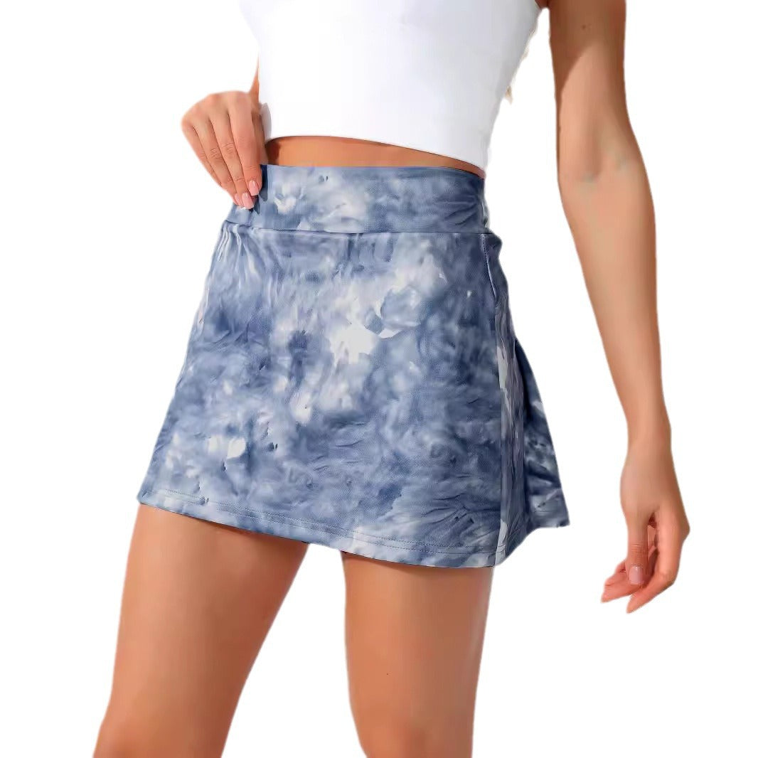 Damen Sportlicher Minirock mit trendigem Batikdesign und elastischem Bund Echo Archiv