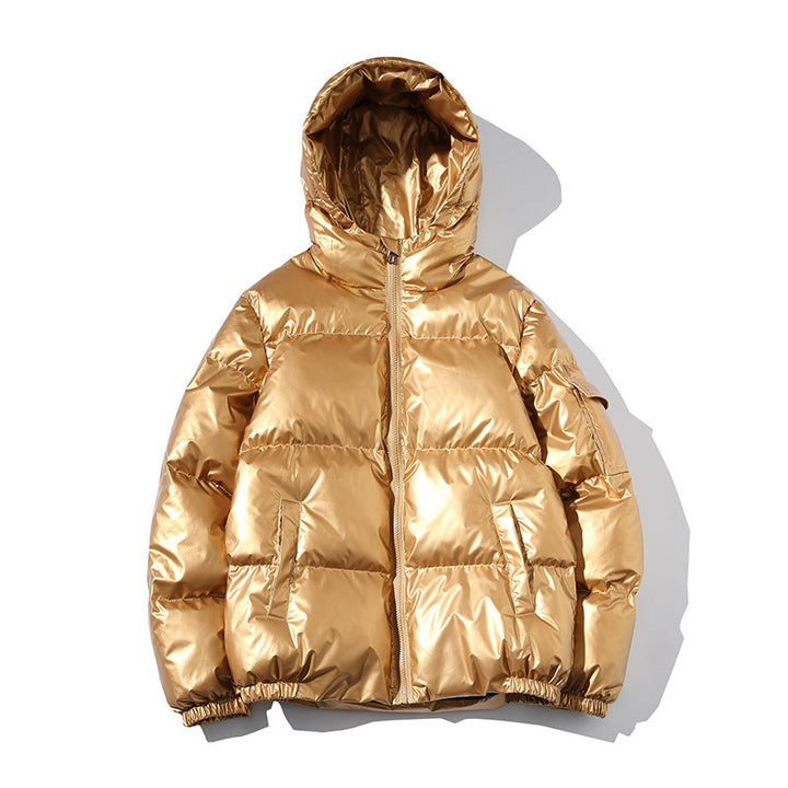 Herren Hochglänzende Wattierte Kapuzenjacke mit Steppung und Thermo‑Füllung Echo Archiv