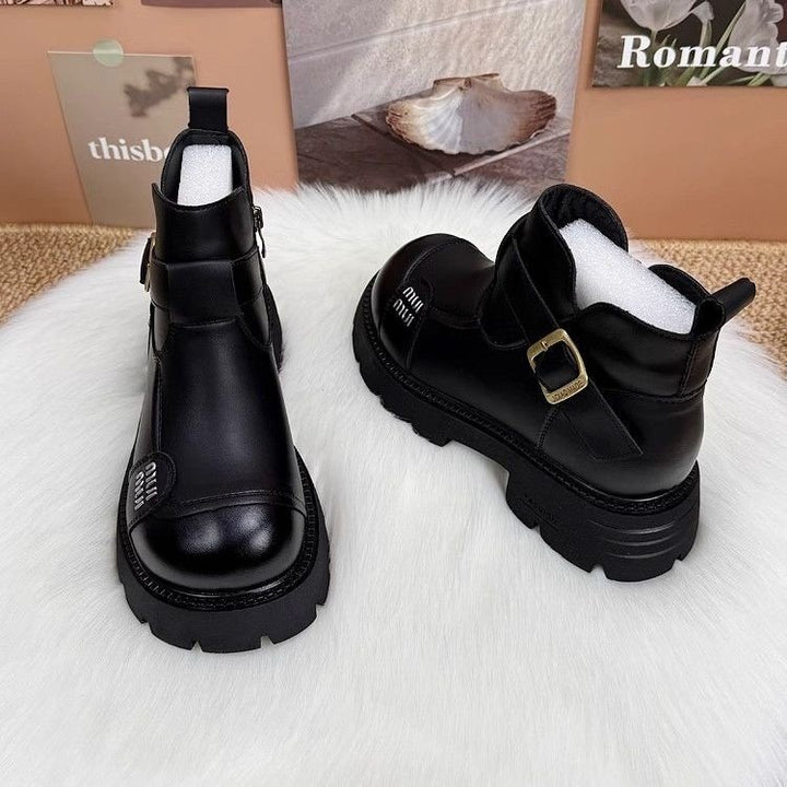 Damen Modische Stiefeletten mit Schnallen-Detail Echo Archiv