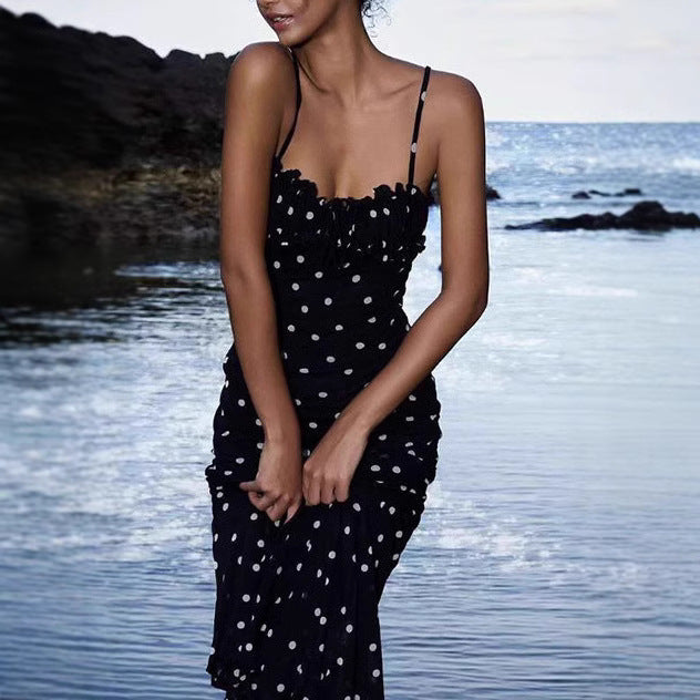 Damen Maxikleid mit Rüschen und Punkten Echo Archiv