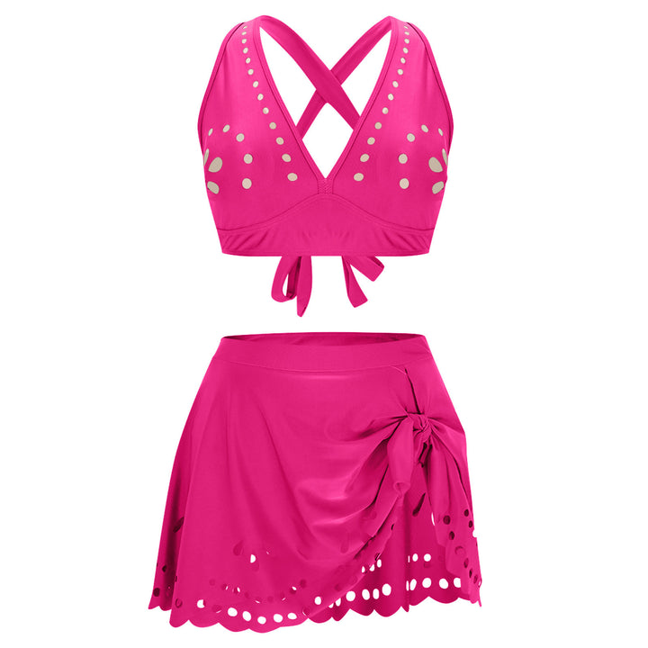 Damen Bade-Set mit Skirt und Kreuz-Trägern Echo Archiv