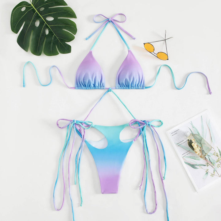 Damen Triangel-Bikini mit stylischen Bindebändern und einzigartigem Farbverlauf Echo Archiv