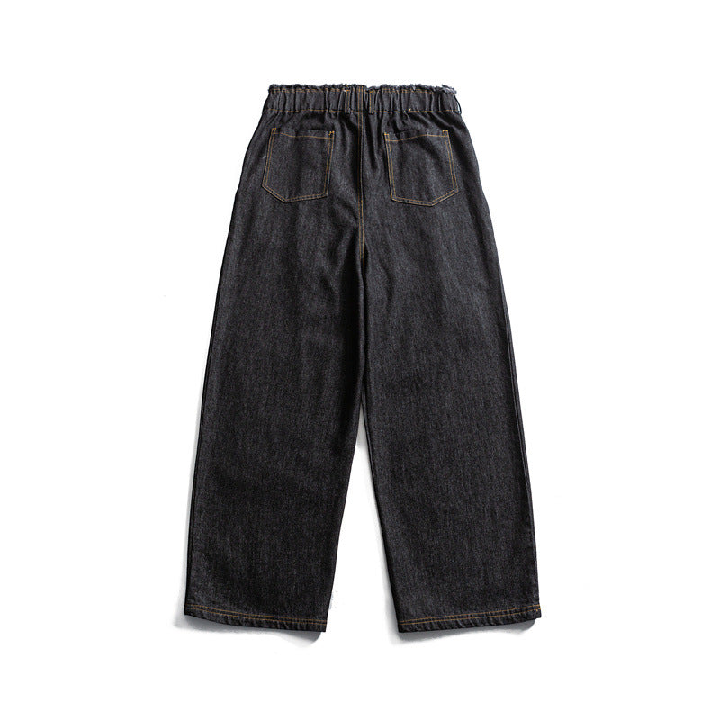 Herren Weite Denim-Hose mit elastischem Tunnelzugbund und Bundfalten Echoarchiv