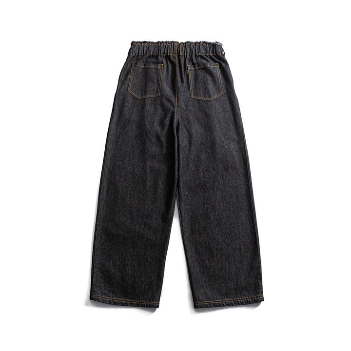 Herren Weite Denim-Hose mit elastischem Tunnelzugbund und Bundfalten Echoarchiv