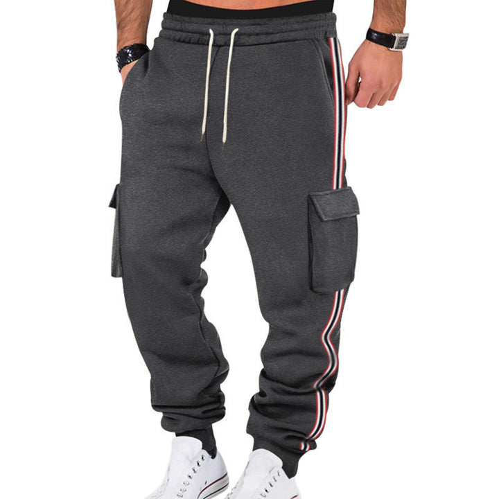 Herren Cargo-Joggerhose mit seitlichen Klapp‑Cargotaschen, Tunnelzug & Rippbündchen – Bravaro