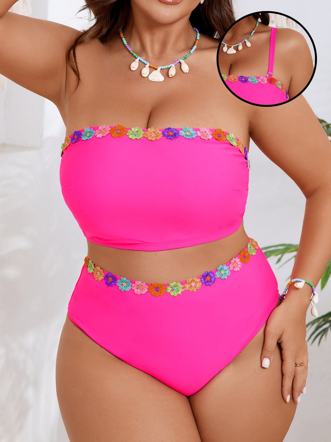 Damen Bandeau-Bikini-Set mit floralem Akzent Echo Archiv