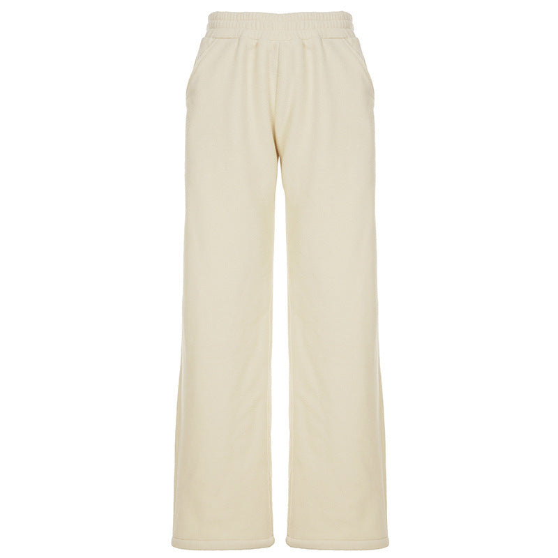 Damen Flauschige Jogginghose mit elastischem Bund und Seitennahttaschen Echo Archiv