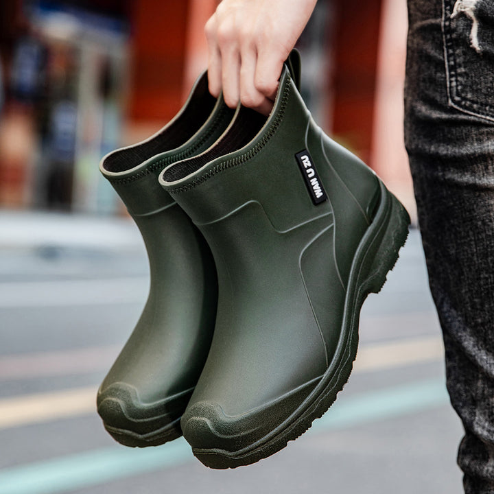 Herren Schlupf-Ankle-Gummistiefel mit stoßdämpfender Leichtsohle und griffiger Profilsohle Echoarhiv