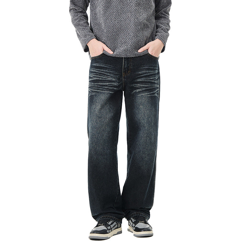Herren Weite Vintage-Denim-Jeans mit Falteneffekt und tiefer Leibhöhe Echo Archiv
