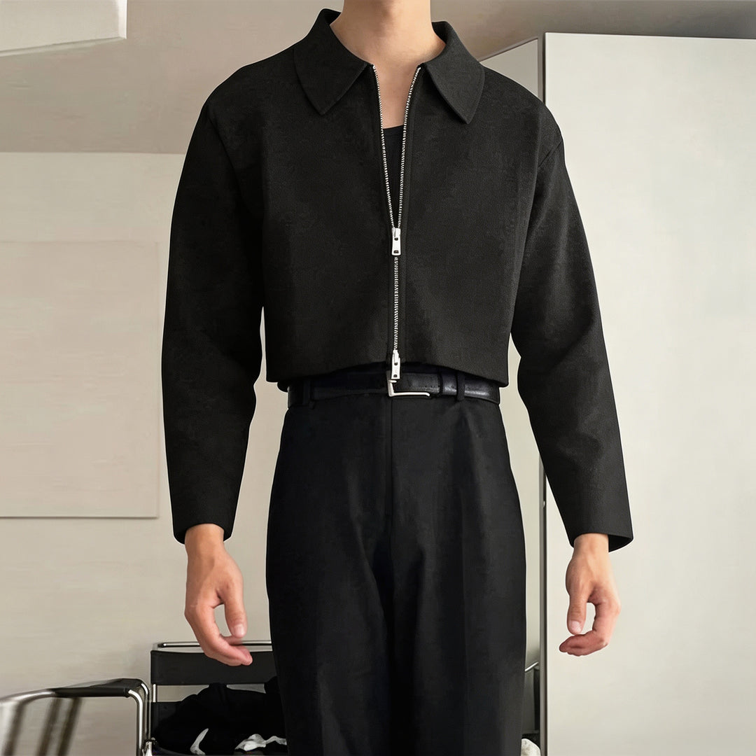 Damen Cropped Jacke mit Hemdkragen und durchgehendem Reißverschluss Echoarchiv