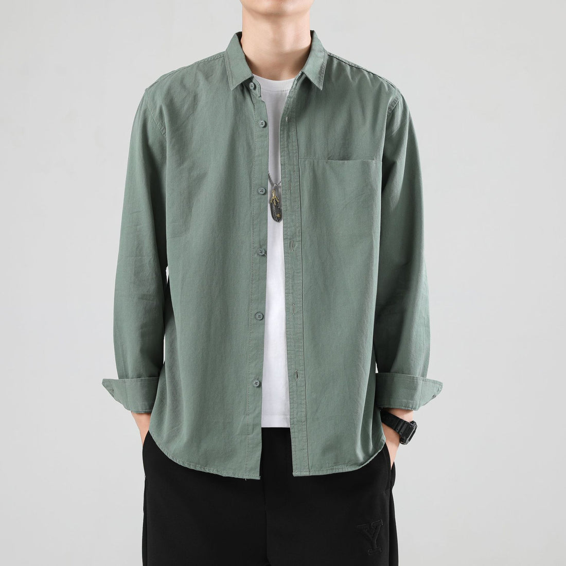 Herren Lockeres Baumwoll-Overshirt mit Brusttasche und leichter Struktur Echo Archiv