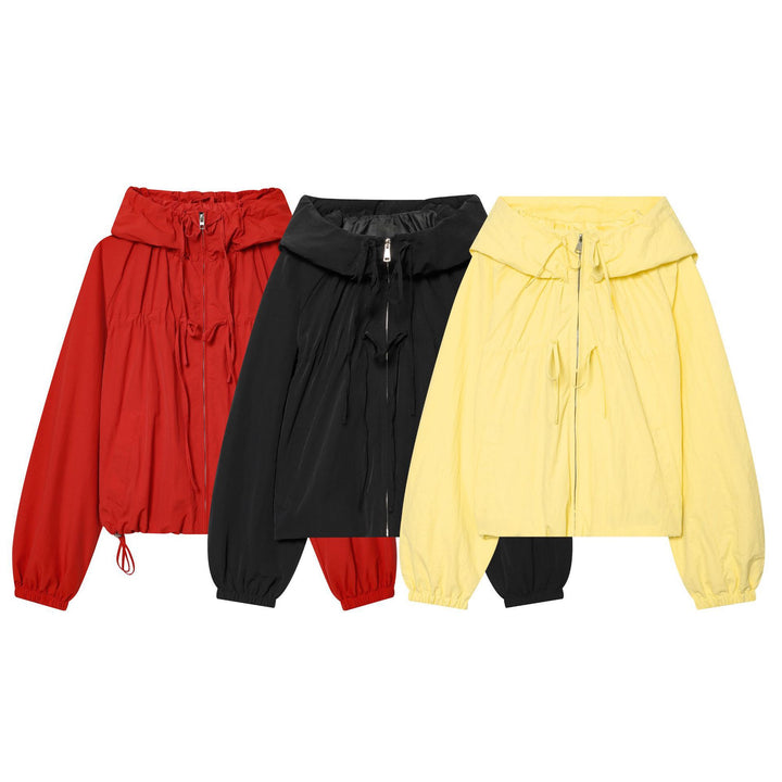 Damen Kapuzen-Cropped-Outdoorjacke mit Tunnelzug und elastischem Saum Echo Archiv