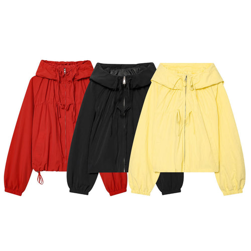 Damen Kapuzen-Cropped-Outdoorjacke mit Tunnelzug und elastischem Saum Echo Archiv