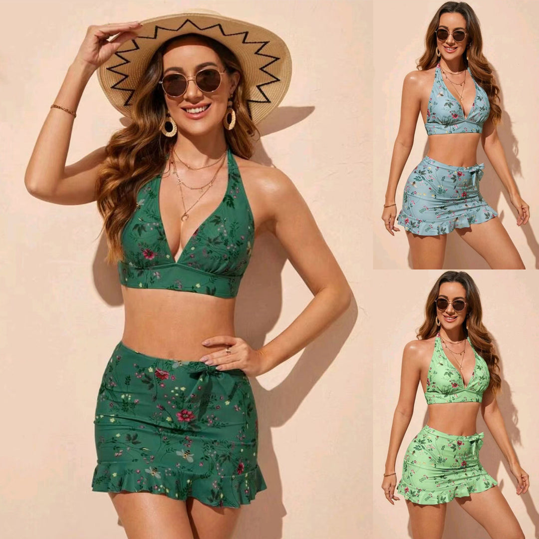 Damen Floral Print Bikini-Set mit Wickelröckchen Echo Archiv