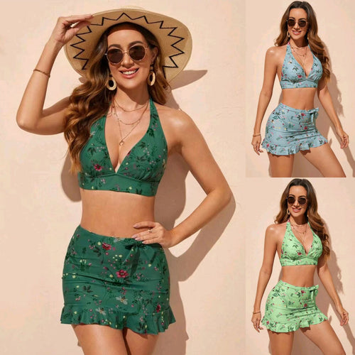 Damen Floral Print Bikini-Set mit Wickelröckchen Echo Archiv