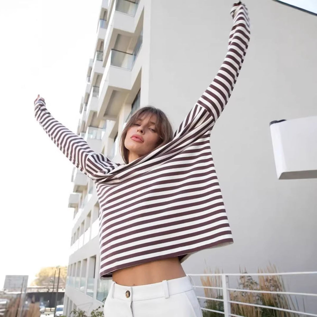Damen Lässiges gestreiftes Langarmshirt Echo Archiv