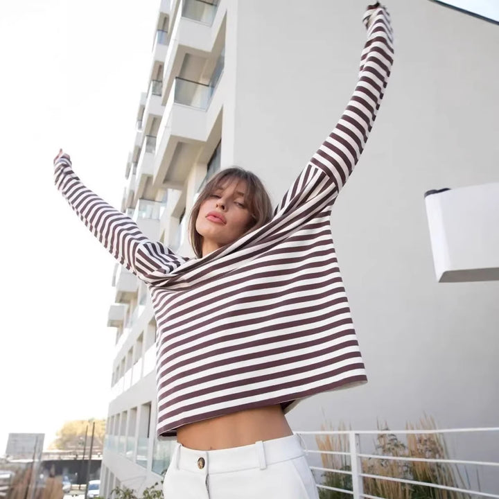 Damen Lässiges gestreiftes Langarmshirt Echo Archiv