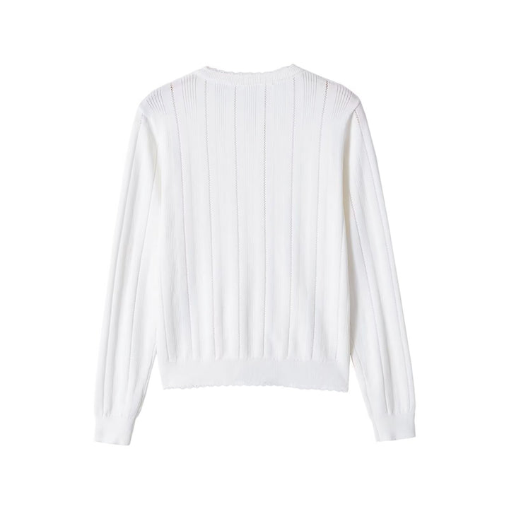 Damen Leichte Feinstrick-Cardigan mit Knopfleiste, Spitzenkante und Rippstruktur Echo Archiv