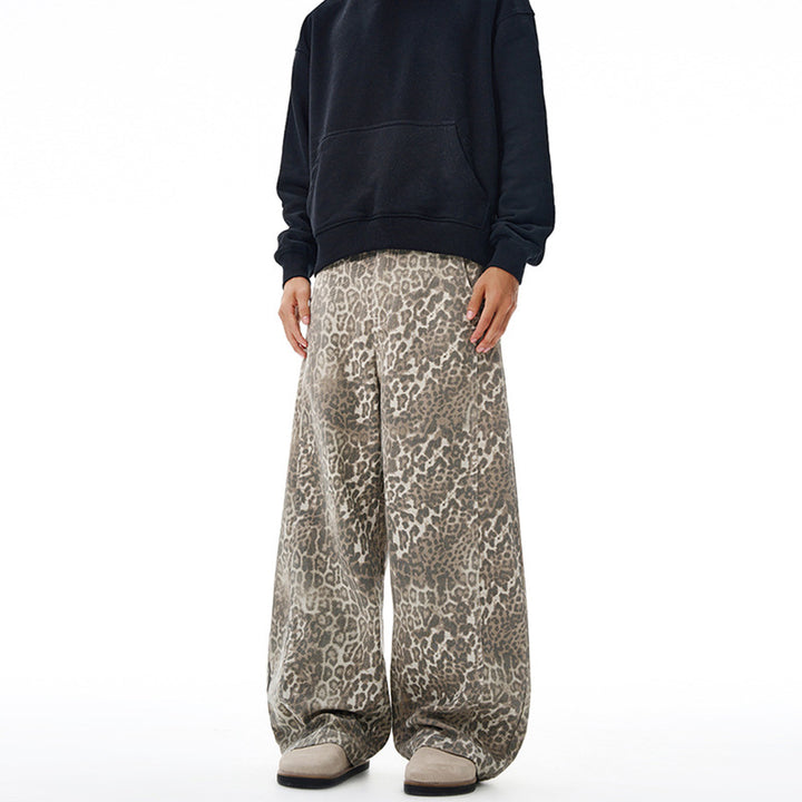 Damen Weite Leoparden-Print Palazzohose aus fließendem Viskose-Mix Echo Archiv